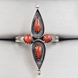 Coral Ring 925 Sterling Silver Ring 1.25ctw